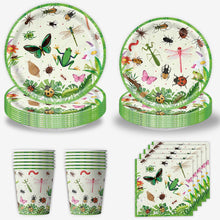 Load image into Gallery viewer, 52PCS Butterfly Insect Theme Disposable Tableware Set, Paper Plates, Cups, Knives, Forks &amp; Spoons for Birthday Party, Garden Celebration, Nature Theme Table Decor &amp; Party Supplies
