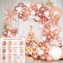 Load image into Gallery viewer, GDGDTOO Rose Gold White Burst Star Balloon Garland Arch Kit, Party Balloon Decor Supplies for Wedding Holiday Graduation Bachelorette Engagement Birthday Backdrop Decorations
