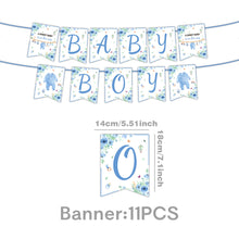 Load image into Gallery viewer, Blue &amp; White Cartoon Party Decorations Set, Letter Banner, Hanging Swirls &amp; Flower Ball Table Decorations for Birthday, Baby Shower, Classroom, Photo Backdrop &amp; Blue Theme Celebration
