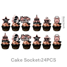 Load image into Gallery viewer, 50PCS Rose Gold Happy Retirement Party Decorations Set, Retirement Supplies with Banner, Hanging Swirls, Balloons, Cake &amp; Cupcake Toppers for Women Men Retirement Theme Party Decor
