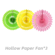 Load image into Gallery viewer, Hawaiian Pineapple Party Decorations Kit, Tropical Palm Leaf Banner with Paper Pom Poms &amp; Fans for Birthday, Luau Party, Summer Celebration &amp; Photo Backdrop Decor
