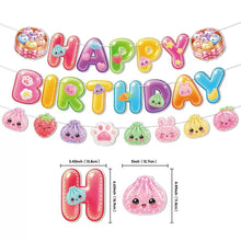 Load image into Gallery viewer, Party decoration in Colombia Party decoration in Colombia Cute Baozi Steamed Bun Theme Kids Birthday Party Decoration Kit, Happy Birthday Pull Flag Banner, Paper Garland, Latex Balloons &amp; Cake Topper, Full Backdrop Scene Decor for Children Birthday
