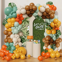 Load image into Gallery viewer, 128PCS Sage Green Balloon Garland Arch Kit, Olive Green, Brown, Burnt Orange, Beige &amp; Mustard Yellow Balloons for Jungle Safari Birthday, Baby Shower, Wedding &amp; Boho Party Decorations
