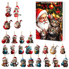 Load image into Gallery viewer, Christmas Party Supplies 24-Day Advent Calendar Surprise Box with Cartoon Kitten Acrylic Pendant Christmas Tree Ornament Countdown Decorations for Holiday Home Decor Gift
