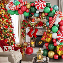 Load image into Gallery viewer, GDGDTOO Christmas Balloon Arch Garland Kit, Red Teal Green Gold White Balloons for Xmas Winter Holiday Party Decorations
