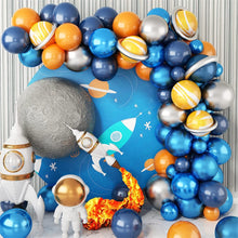 Load image into Gallery viewer, Silver Gray Cartoon Astronaut Outer Space Balloon Garland Arch Kit, Universe Themed Decor Set for Living Room &amp; Birthday Party Supplies
