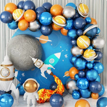 Load image into Gallery viewer, Silver Gray Cartoon Astronaut Outer Space Balloon Garland Arch Kit, Universe Themed Decor Set for Living Room &amp; Birthday Party Supplies
