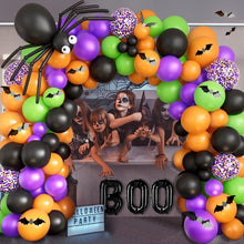 Load image into Gallery viewer, 130PCS Halloween BOO &amp; Bat Spider Balloon Garland Kit, Spooky Balloon Chain Set for Halloween Party Scene Arrangement

