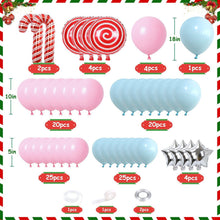 Load image into Gallery viewer, GDGDTOO Pastel Christmas Candy Themed Balloon Arch Kit, Pink Light Blue Balloon Garland Set for Winter Holiday Celebration Party Supplies
