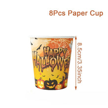 Load image into Gallery viewer, 40PCS Halloween Pumpkin Disposable Tableware Party Supplies Kit, Spooky Paper Plates, Napkins &amp; Paper Cups Set, Halloween Holiday Table Decorations for Indoor Outdoor Yard Party, Haunted House Birthday Gathering Layout Ornaments
