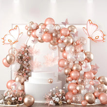 Load image into Gallery viewer, Blush Rose Gold White Balloon Arch Garland Kit with Butterfly Decorations, Neutral Tone Balloon Set for Birthday Party, Wedding, Anniversary, Bridal Shower, Engagement &amp; Elegant Celebration Backdrop Decor
