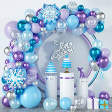 Load image into Gallery viewer, 94PCS Snow Theme Balloon Garland Arch Kit, Frozen Style Balloon Set with Snowflake Decor for Birthday Party Backdrop Decor Supplies
