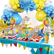 Load image into Gallery viewer, Summer Beach Balloon Arch Garland Kit, Blue Yellow Tropical Leaf Spike Star Balloon Set for Birthday Party, Graduation, Bridal Shower, Engagement, Luau, Tropical Summer Celebration &amp; Backdrop Decorations

