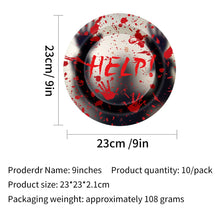 Load image into Gallery viewer, 90PCS Halloween Bloody Handprint Party Supplies Set, Horror Theme Halloween Decorations with Disposable Paper Plates, Cups, Napkins &amp; Cutlery, Scary Tableware Kit for Haunted House, Costume Party &amp; Halloween Celebration
