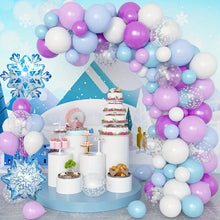 Load image into Gallery viewer, Winter Snowflake Balloon Arch Garland Kit, Light Blue Purple White Balloon Set for Winter Wonderland Birthday Party, Holiday Celebration, Christmas Event &amp; Seasonal Backdrop Decorations
