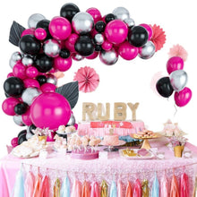 Load image into Gallery viewer, Hot Pink Black Silver Balloon Garland Arch Kit, Multitone Balloon Set for Birthday Party, Wedding, Bridal Shower, Graduation, Bachelorette, Engagement, Anniversary &amp; Celebration Backdrop Decorations
