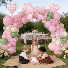 Load image into Gallery viewer, GDGDTOO Pink Sage Green Cream Gingham Heart Balloons Set, Pastel Macaron Tone Balloon Garland for Birthday Bridal Shower Wedding Anniversary Party Decorations
