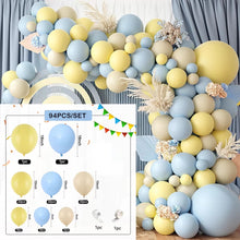 Load image into Gallery viewer, Dusty Blue Yellow Beige Balloon Arch Garland Kit, Pastel Tone Balloon Set for Birthday Party, Wedding, Anniversary, Gender Reveal, Graduation &amp; Elegant Celebration Backdrop Decorations
