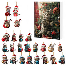 Load image into Gallery viewer, Christmas Party Supplies 24-Day Advent Calendar Surprise Box with Cartoon Kitten Acrylic Pendant Christmas Tree Ornament Countdown Decorations for Holiday Home Decor Gift
