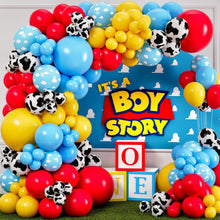 Load image into Gallery viewer, 104PCS Red Yellow Blue Cow Print Balloon Arch Kit, Inspired Story Themed Balloon Garland, Birthday Party Decor Supplies for Celebration
