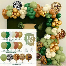 Load image into Gallery viewer, 127PCS Jungle Wild Animal Balloon Garland Arch Kit, Tiger Leopard Print Balloons for Jungle Themed Birthday Party Scene Decorations
