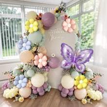 Load image into Gallery viewer, GDGDTOO Pastel Butterfly Balloon Arch Garland Kit, Purple Sage Green Beige Peach Balloons for Birthday Wedding Party Decorations
