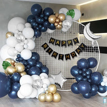 Load image into Gallery viewer, Midnight Blue Balloon Garland Kit, Navy Blue Balloon Arch with Birthday Banner for Birthday Party, Anniversary Celebration, Wedding &amp; Event Backdrop Decorations
