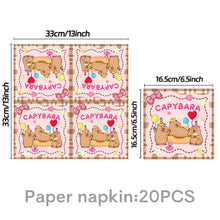 Load image into Gallery viewer, 82PCS Pink Capybara Birthday Party Supplies Set, Capybara Theme Disposable Tableware, Paper Cups, Tablecloth, Banner Bunting &amp; Balloons for Birthday Celebration &amp; Party Decorations
