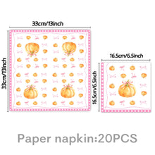 Load image into Gallery viewer, 82PCS Fall Bow Pumpkin Thanksgiving Party Supplies Set, Disposable Paper Plates, Napkins, Tablecloth &amp; Banner Bunting for Autumn Birthday Party, Thanksgiving Dinner &amp; Harvest Holiday Decorations
