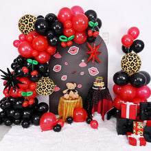 Load image into Gallery viewer, 133PCS Red Black Leopard Print Balloon Arch Garland Kit with Starburst Foil Balloons, Wild Queen Theme Decorations for Birthday Party, Bachelorette, Bridal Shower, Engagement &amp; Celebration Backdrop
