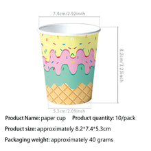 Load image into Gallery viewer, 82Pcs Ice Cream Themed Birthday Party Supplies, Disposable Tableware Set with Banner, Tablecloth, Plates, Napkins, Cups Cutlery for Sweet One Birthday Baby Shower Summer Party Decorations
