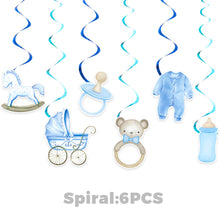 Load image into Gallery viewer, Blue &amp; White Cartoon Party Decorations Set, Letter Banner, Hanging Swirls &amp; Flower Ball Table Decorations for Birthday, Baby Shower, Classroom, Photo Backdrop &amp; Blue Theme Celebration
