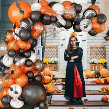 Load image into Gallery viewer, 104PCS New Halloween Macaron Color Balloon Garland Kit, Purple Black White Spider Web &amp; Bat Themed Set, Spooky Window Display Decor Supplies
