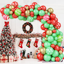 Load image into Gallery viewer, GDGDTOO Christmas Balloon Arch Garland Kit, Red Green Gold Polka Dot Balloons for Xmas Holiday Party Decorations
