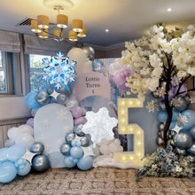 Load image into Gallery viewer, GDGDTOO Winter Ice Snow Balloon Arch Garland Kit, Blue White Silver Balloons for Birthday Christmas Holiday Party Decorations
